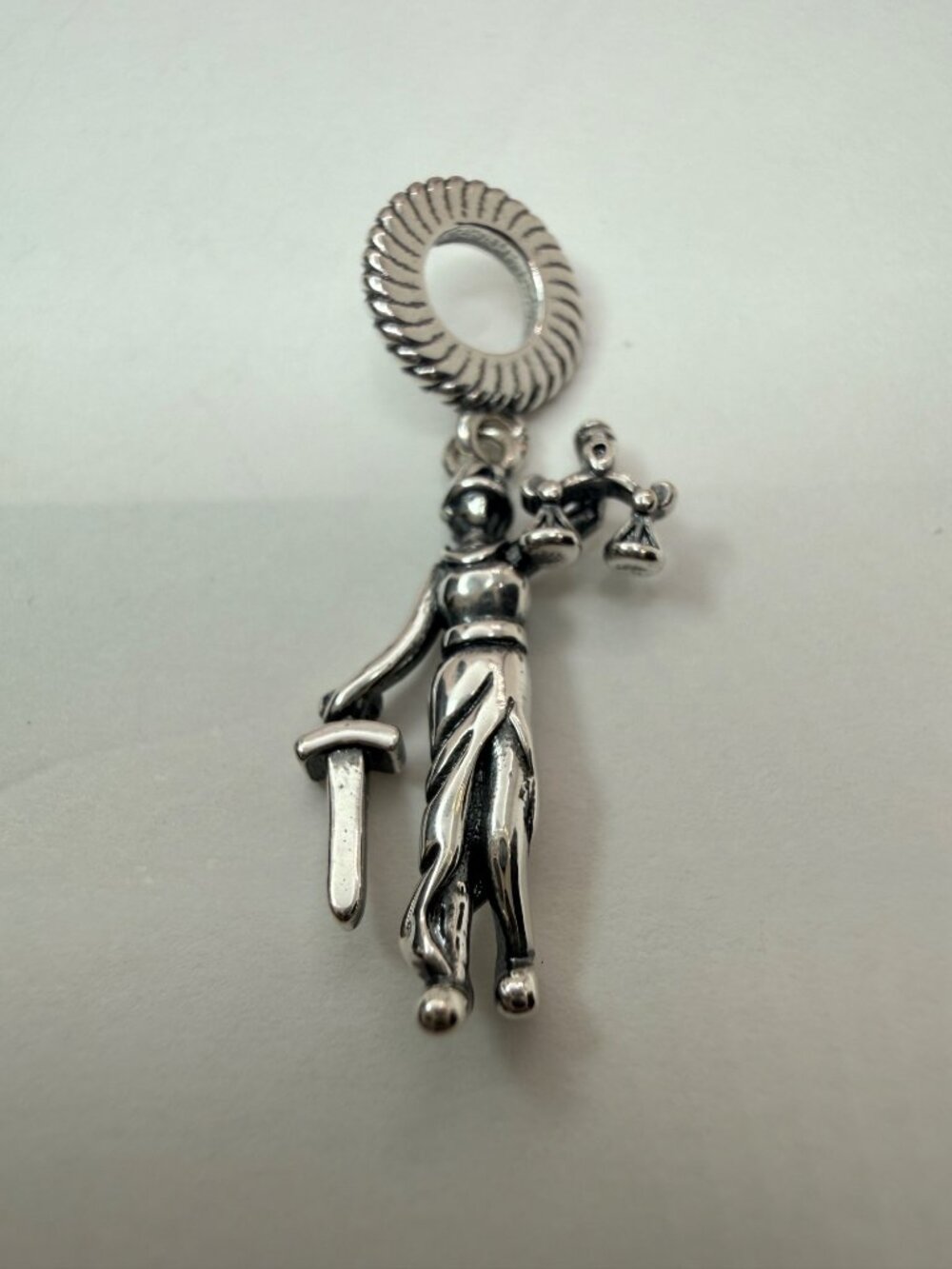 European Silver Plated Lady Justice Dangle Charm